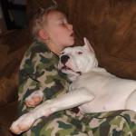 Sophia sleeping with Rosie.
